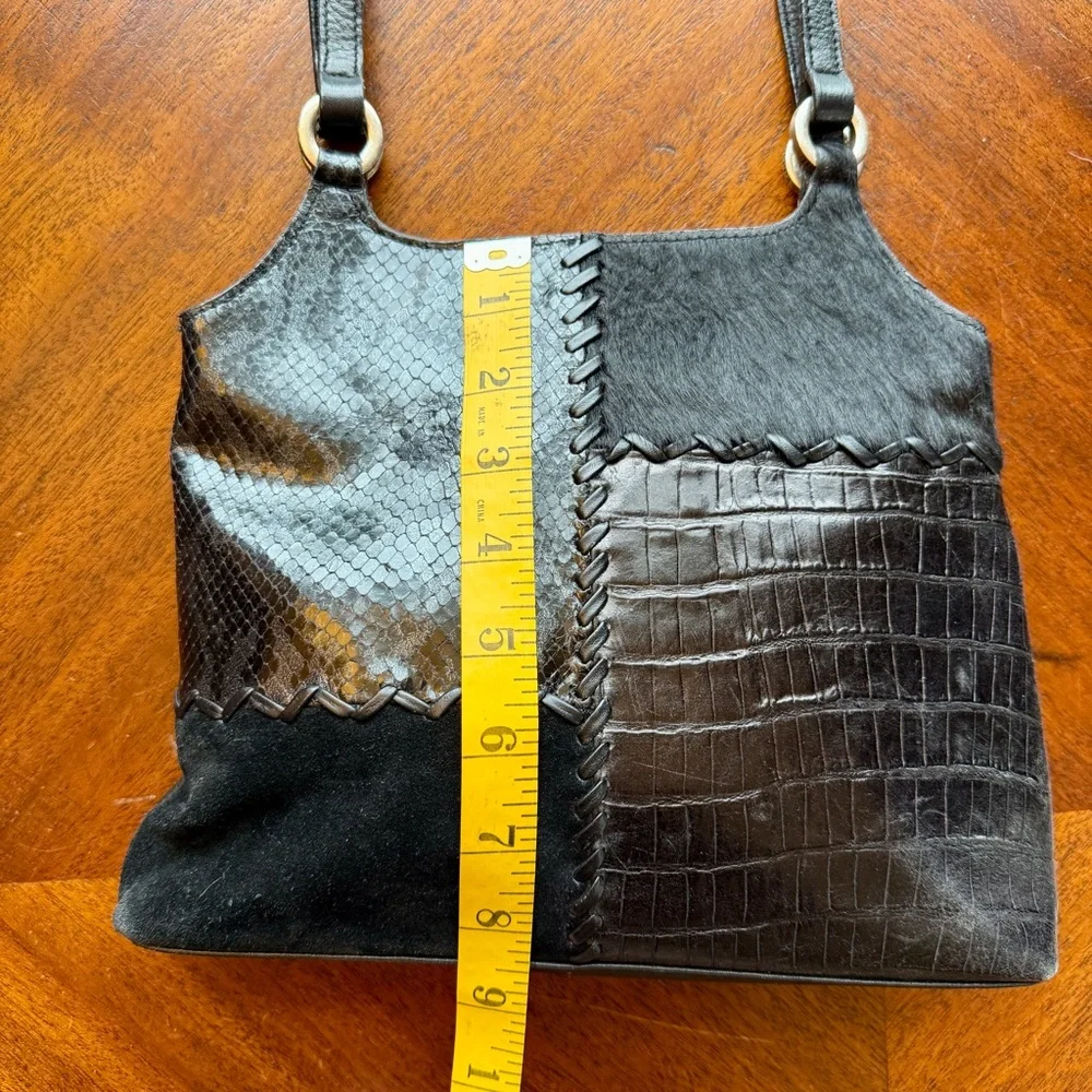 Fossil Mixed Media Black Leather Bag